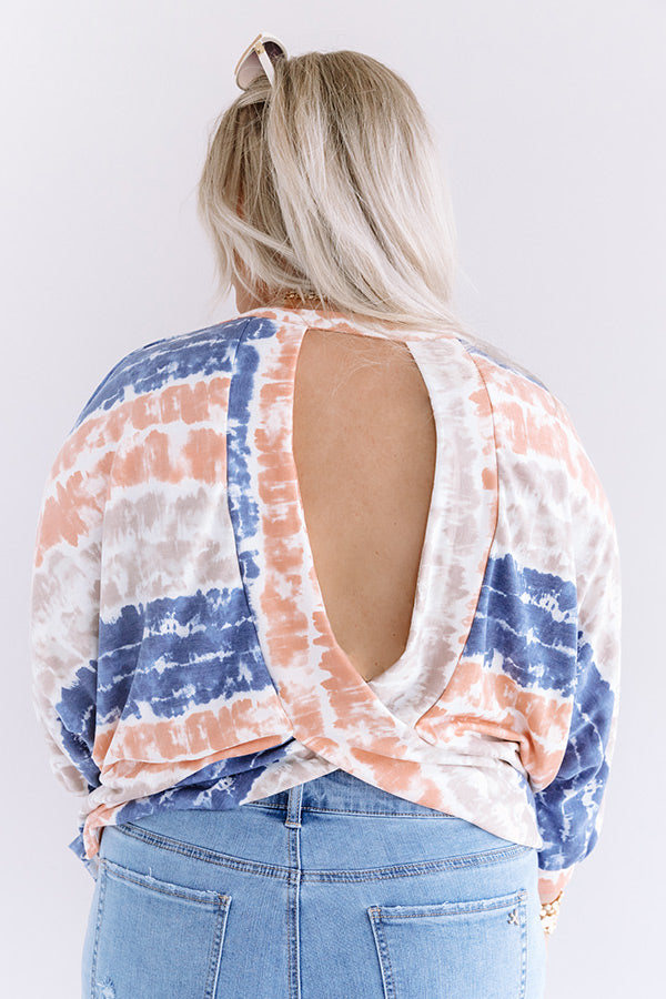 Here And There Tie Dye Shift Top In Navy Curves