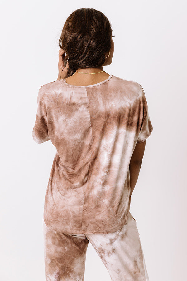 Cozy Mornings Tie Dye Top In Mocha