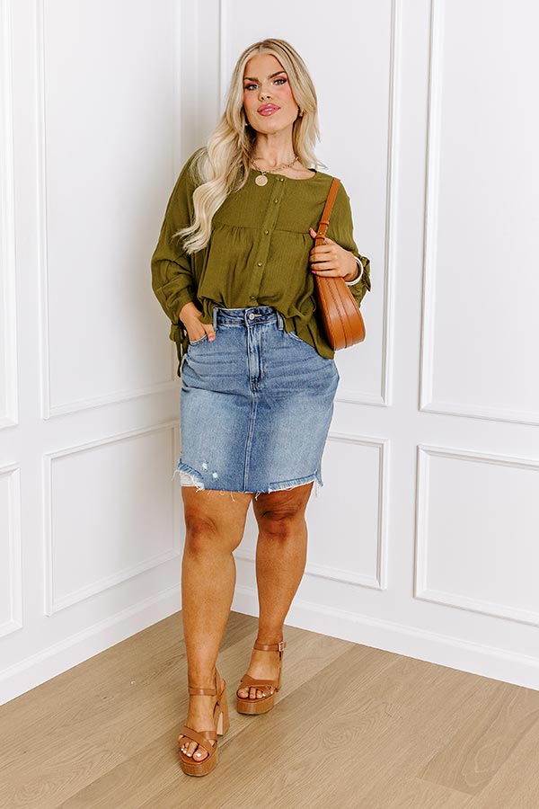 Made For Each Other Shift Top In Green Curves
