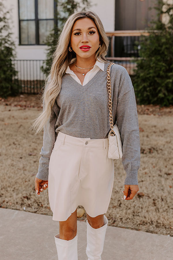 Sincerely Snuggly Sweater Top in Grey