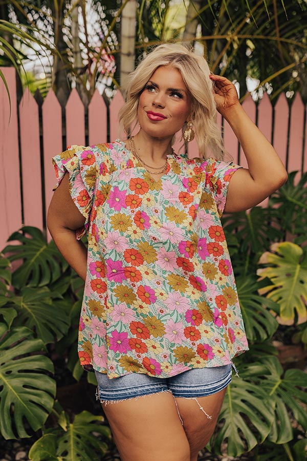 Floral Galore Shift Top In Violet Curves
