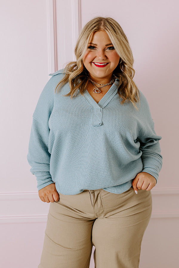 Coffee Run Cutie Shift Top in Sky Blue Curves