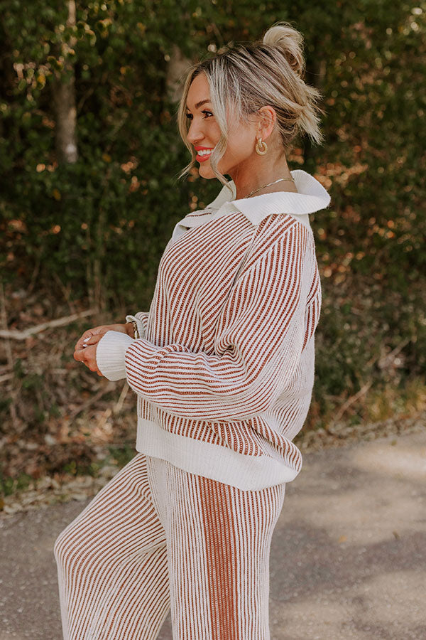Uptown Chic Ribbed Sweater Top in Ivory