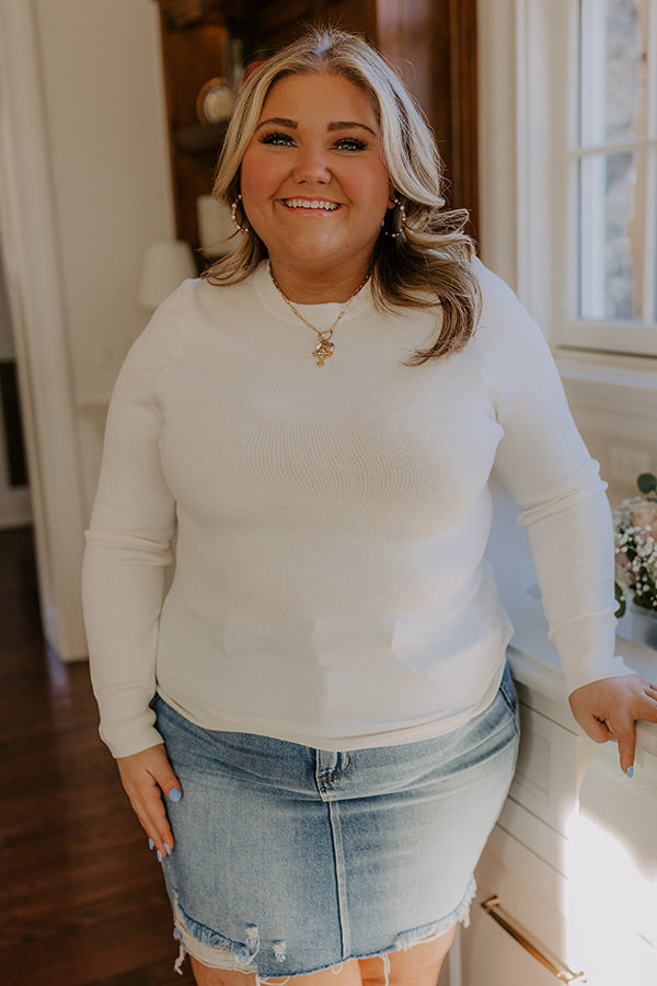 Breezy Chic Knit Sweater Top in Ivory Curves