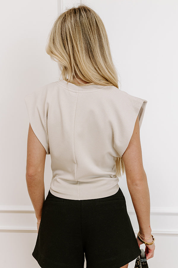 Cocktails And Chit Chat Ribbed Top in Oatmeal