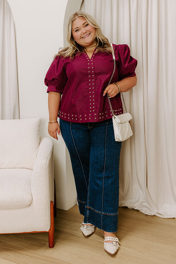 Sweet Statement Shift Top in Windsor Wine Curves
