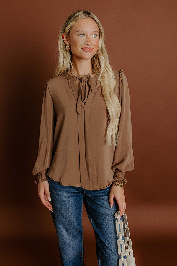 Soho Sophisticate Shift Top in Mocha