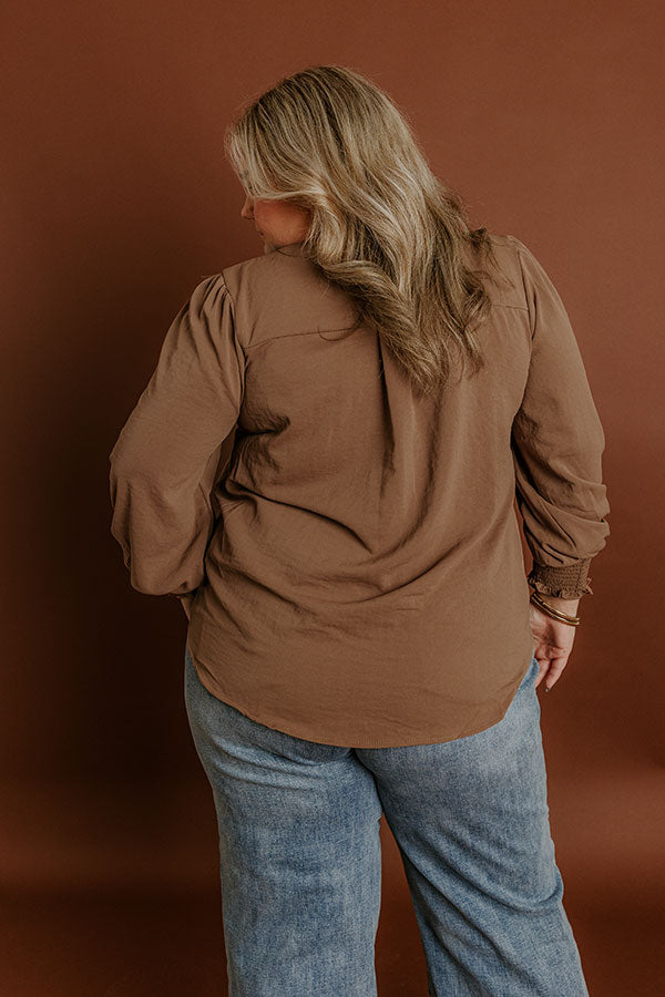 Soho Sophisticate Shift Top in Mocha Curves