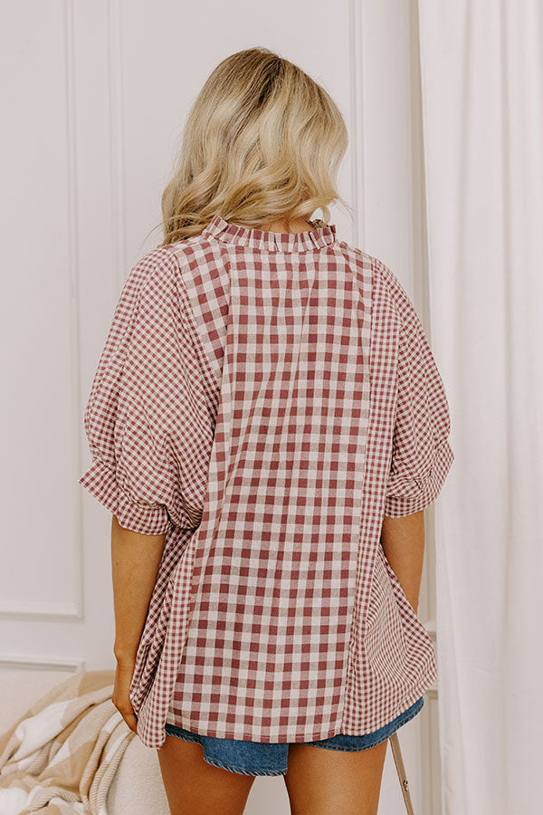 Charming Views Oversized Gingham Top in Purple