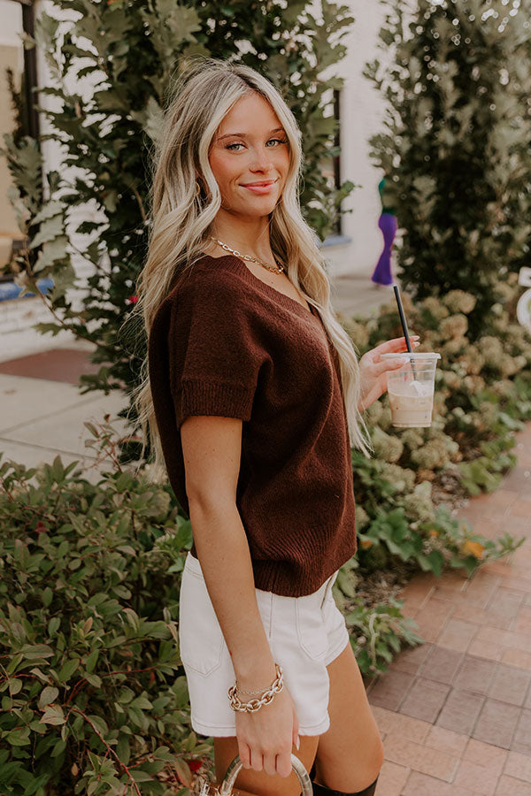 Hayride Cutie Knit Sweater Top in Chestnut