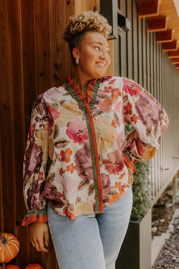 Autumn In Bloom Button Down Top Curves