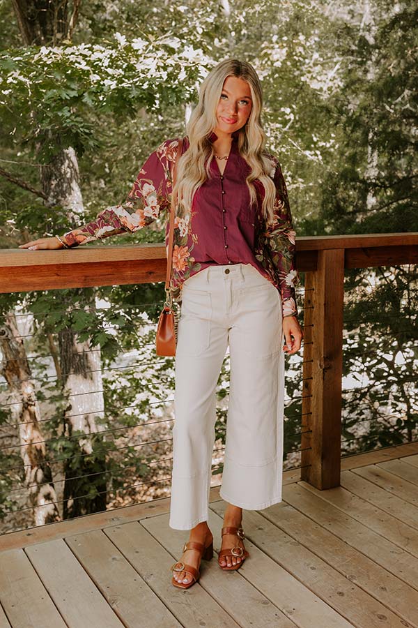 Uptown Poise Floral Top in Wine