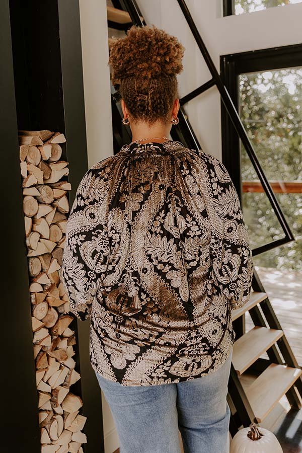 Champagne Fizz Floral Velvet Burnout Top Curves