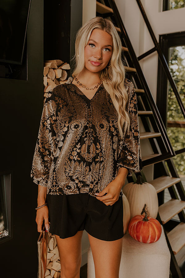 Champagne Fizz Floral Velvet Burnout Top