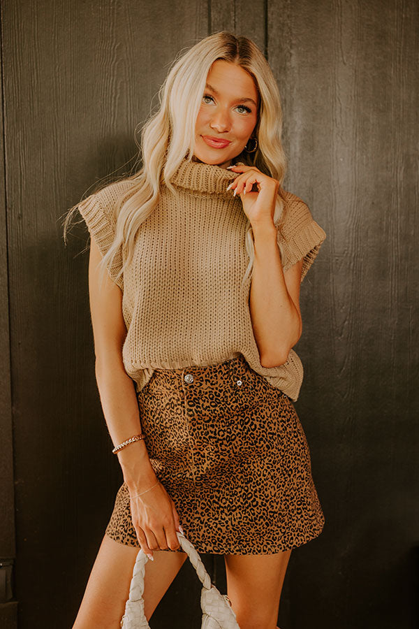 Coffee Shop Charm Knit Sweater Top in Khaki