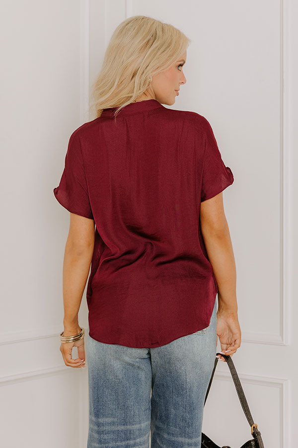 Meant For Martinis Satin Top in Windsor Wine