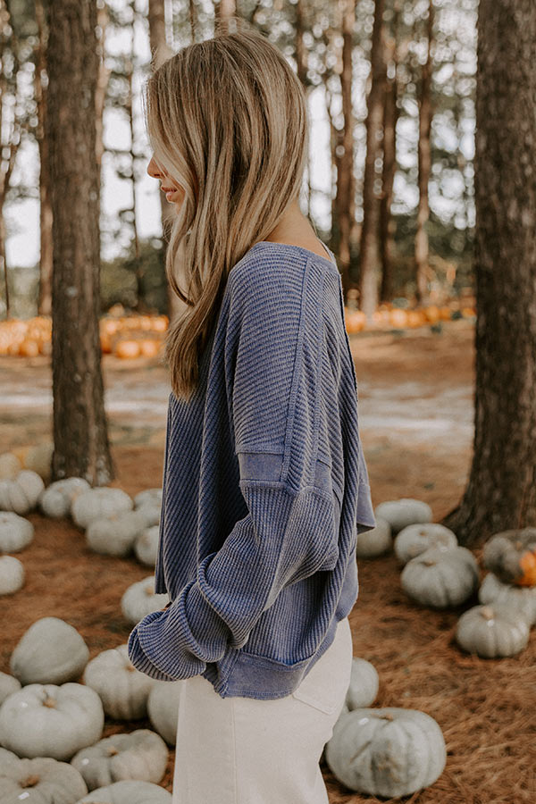 Morning Hike Waffle Knit Top in Riverside