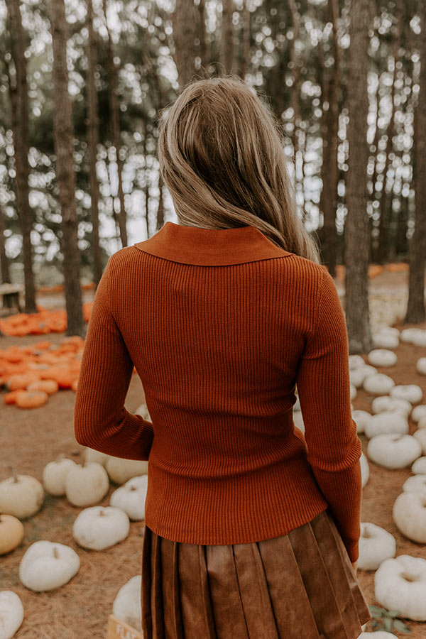 Madison Square Cutie Ribbed Top in Rust