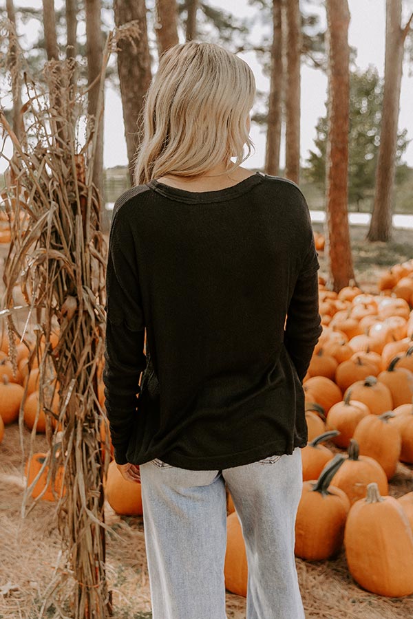 Everyday Ease Knit Henley Top in Black