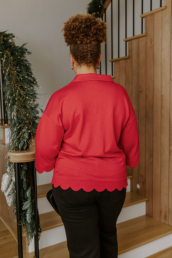 Classic Ambition Scalloped Top in Red Curves