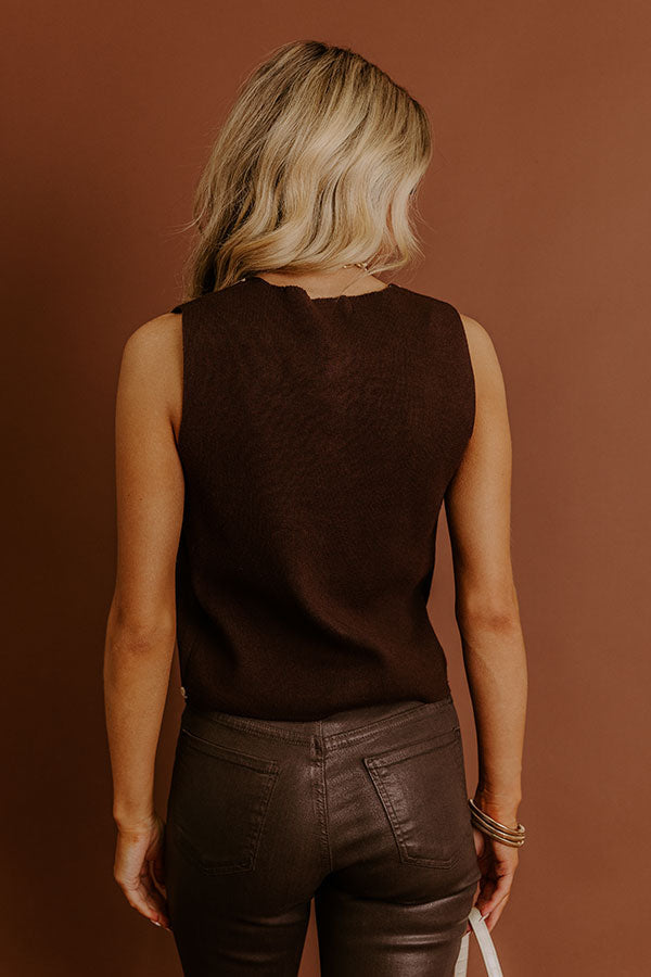 Botanical Charm Embroidered Vest Top in Chestnut