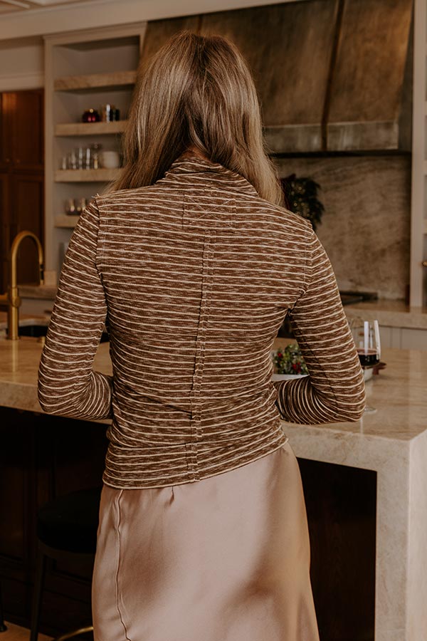 Modern Avenue Knit Stripe Top in Mocha