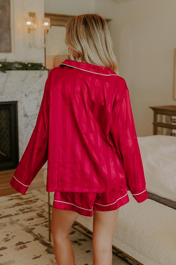 Calm Energy Satin Pajama Top in Crimson