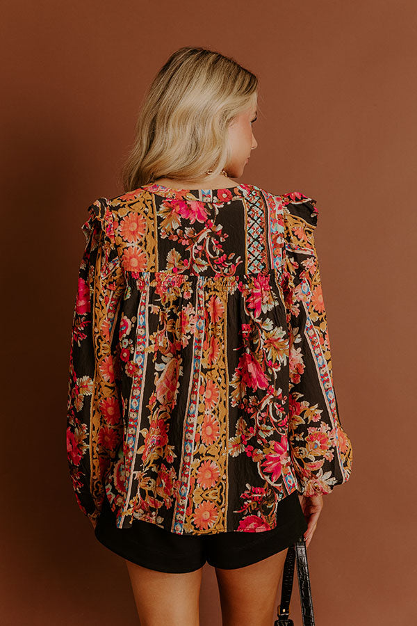 Garden Party Ready Floral Shift Top in Black