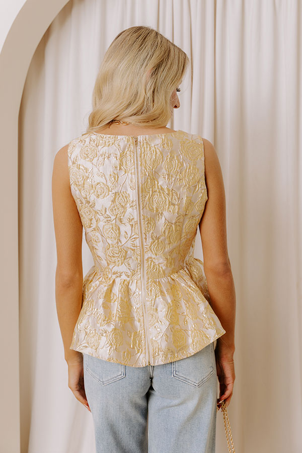 Life Full Of Roses Floral Jacquard Peplum Top