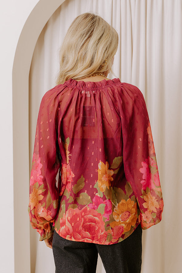 Vineyard Dreams Floral Chiffon Top
