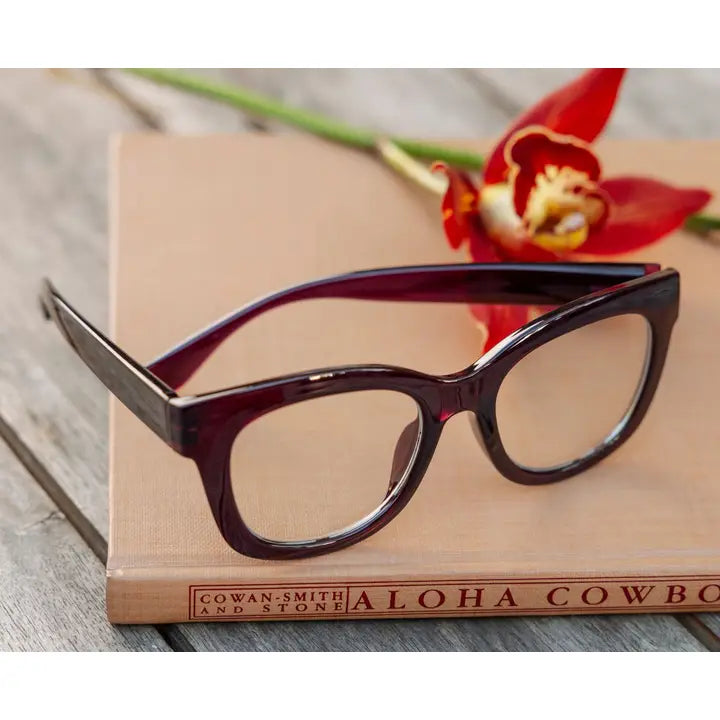 Center Stage Blue Light Glasses (Dark Cherry)