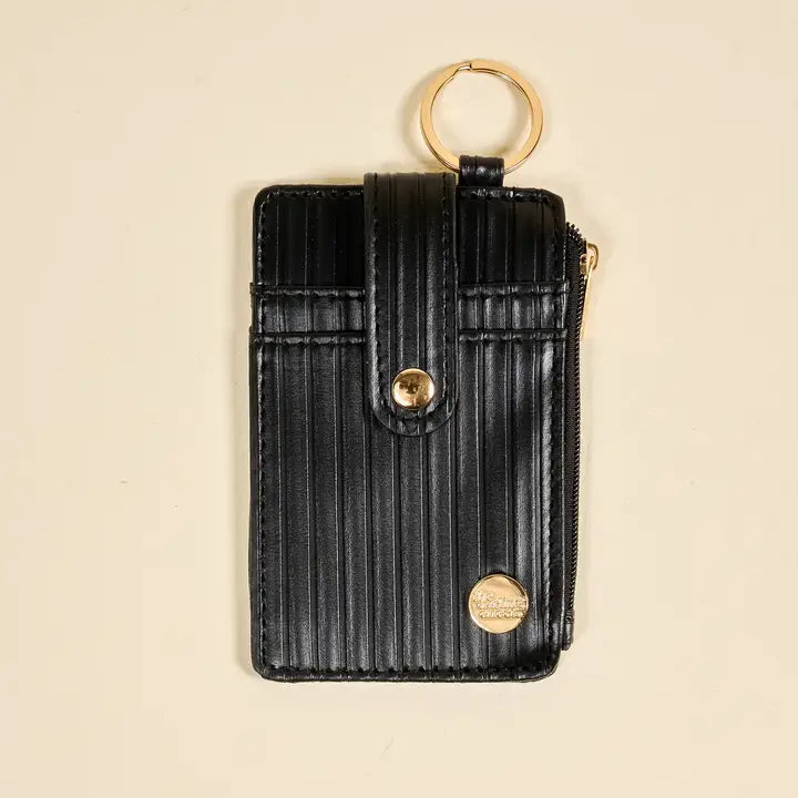 Black Ripple Ridge Keychain Wallet