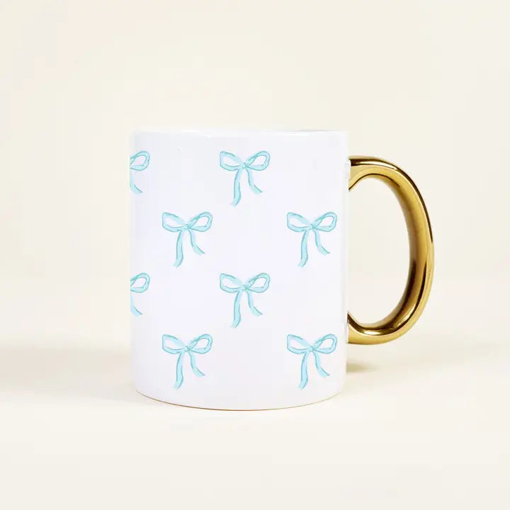 Bows Blue Ceramic Mug