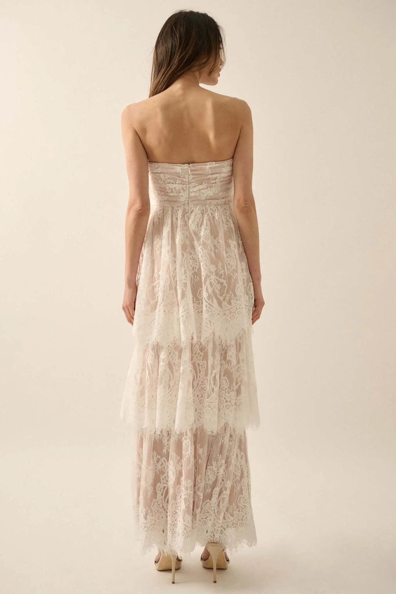 Dreams of Love Layered Lace High-Low Maxi Dress
