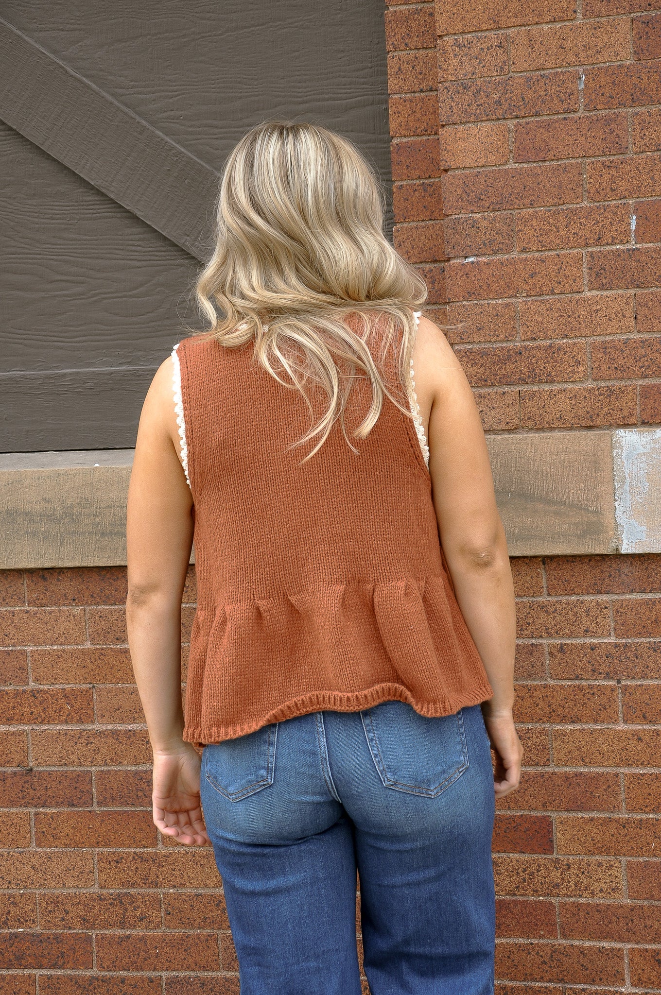Lace Trim Side Tie Knit Peplum Top