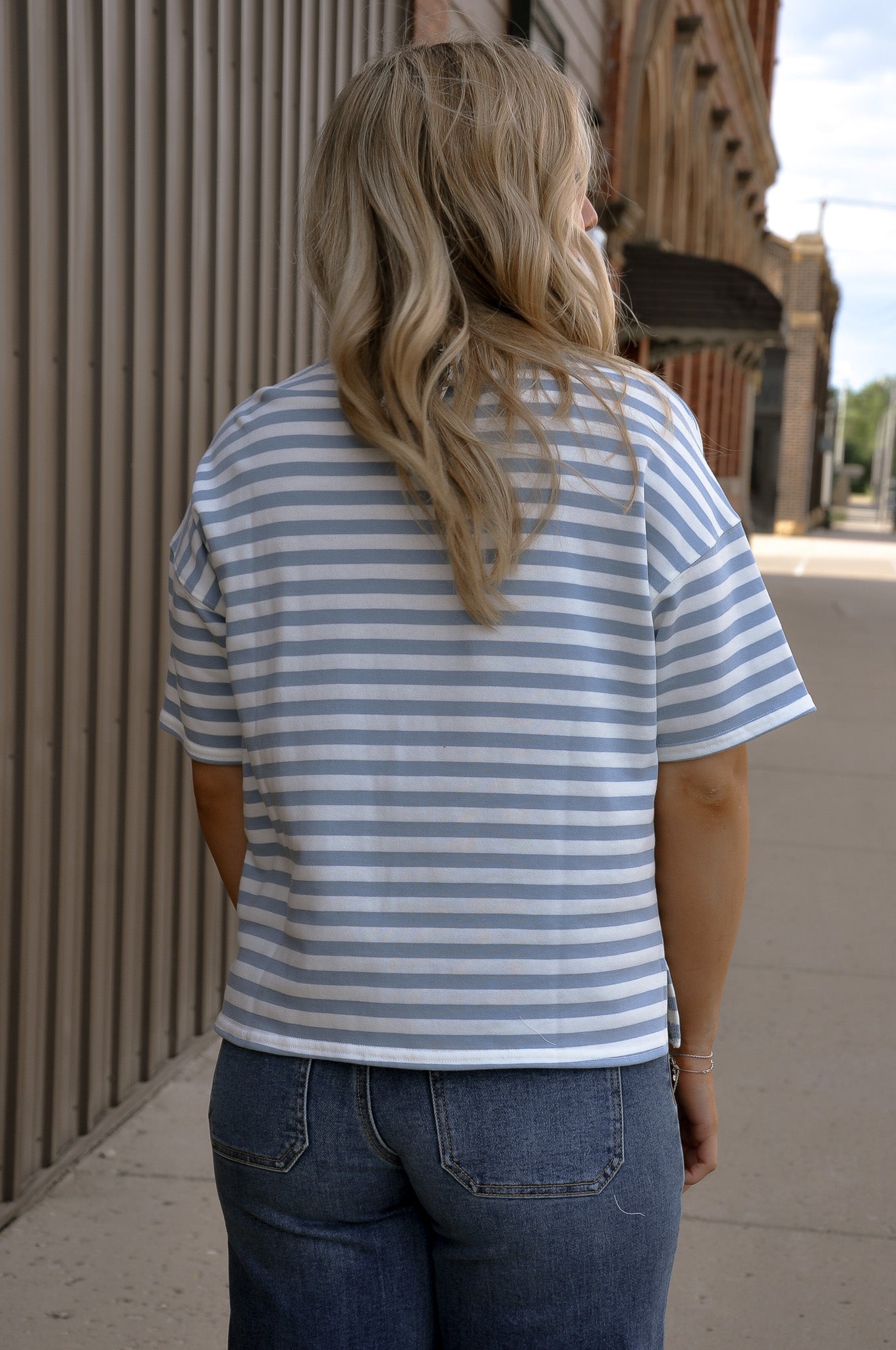 Stripe Colorblock Detail SS Knit T-shirt
