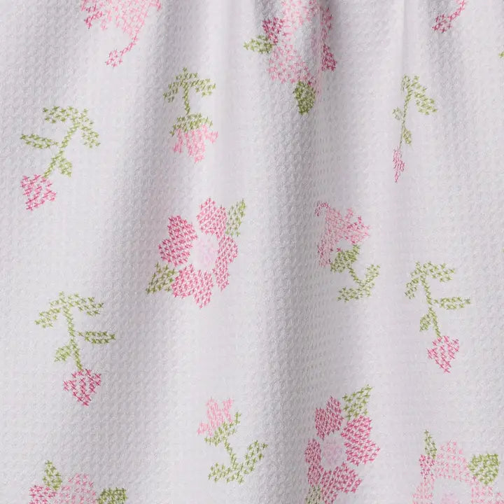 Cross Stitch Floral Tea Towel