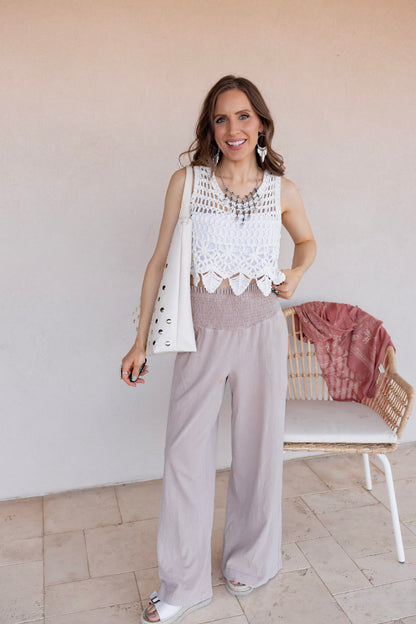 So Fetch Mineral Washed Wide-Leg Smocked Waist Pants | 6 Colors