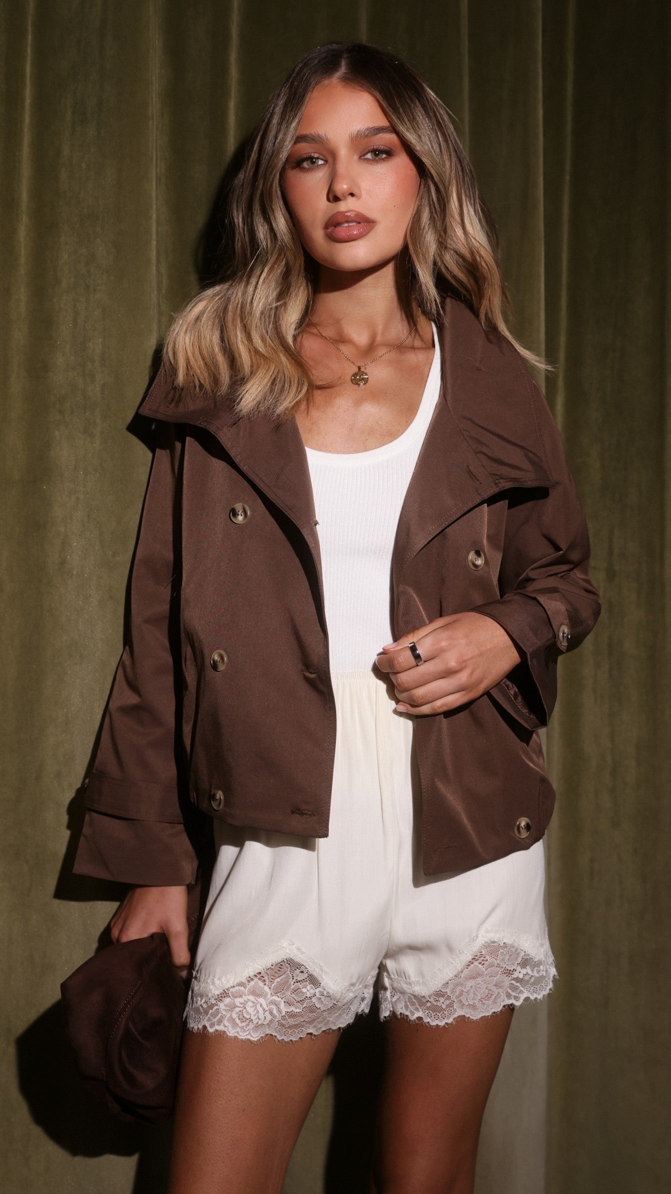 Jeanne Funnel Bomber Jacket - Chocolate