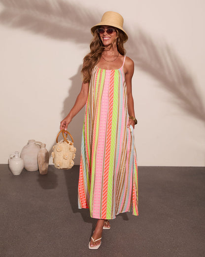 Darling Glow Striped Abstract Maxi Dress