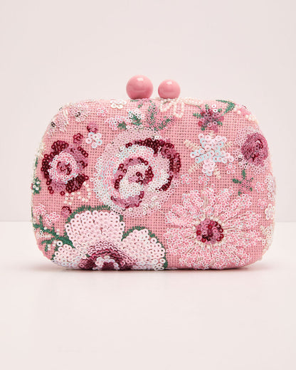 Dewy Garden Floral Sequin Clutch
