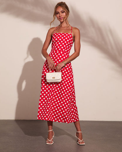 Coastal Charm Polka Dot Midi Dress