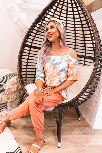 Go Getter Tie Dye Shift Top in Orange