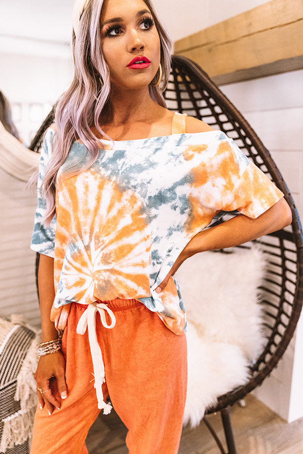 Go Getter Tie Dye Shift Top in Orange