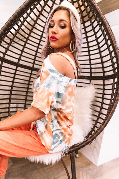 Go Getter Tie Dye Shift Top in Orange