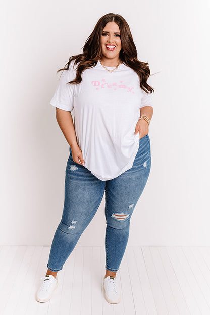 Dreamy Shift Tee in White Curves