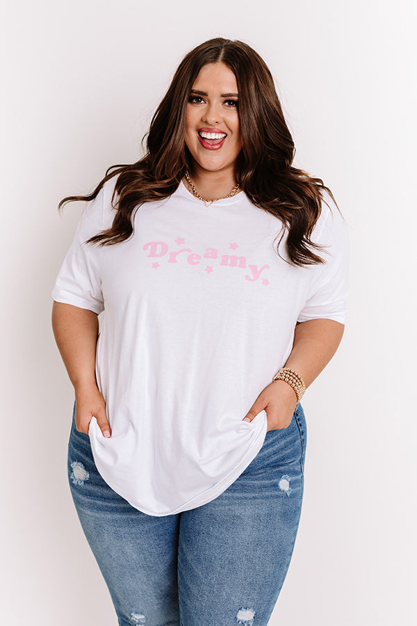 Dreamy Shift Tee in White Curves