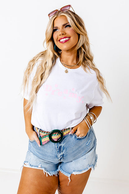 Dreamy Shift Tee in White Curves