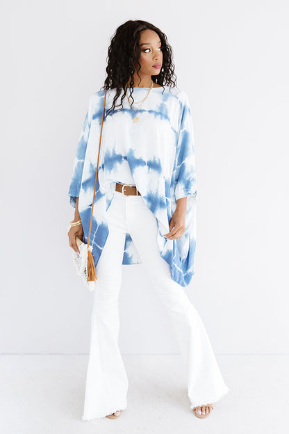 My Best View Tie Dye Shift Tunic In Blue