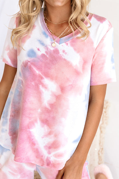 Compliments By The Dozen Tie Dye Shift Tee In Blush